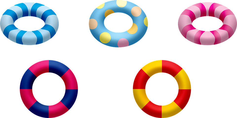 Colorful Inflatable Swim Rings Collection PNG with transparent background