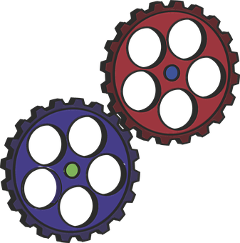 Colorful Interlocking Gears PNG with transparent background