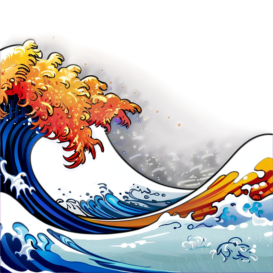 Colorful Japanese Wave Art Png Oor10