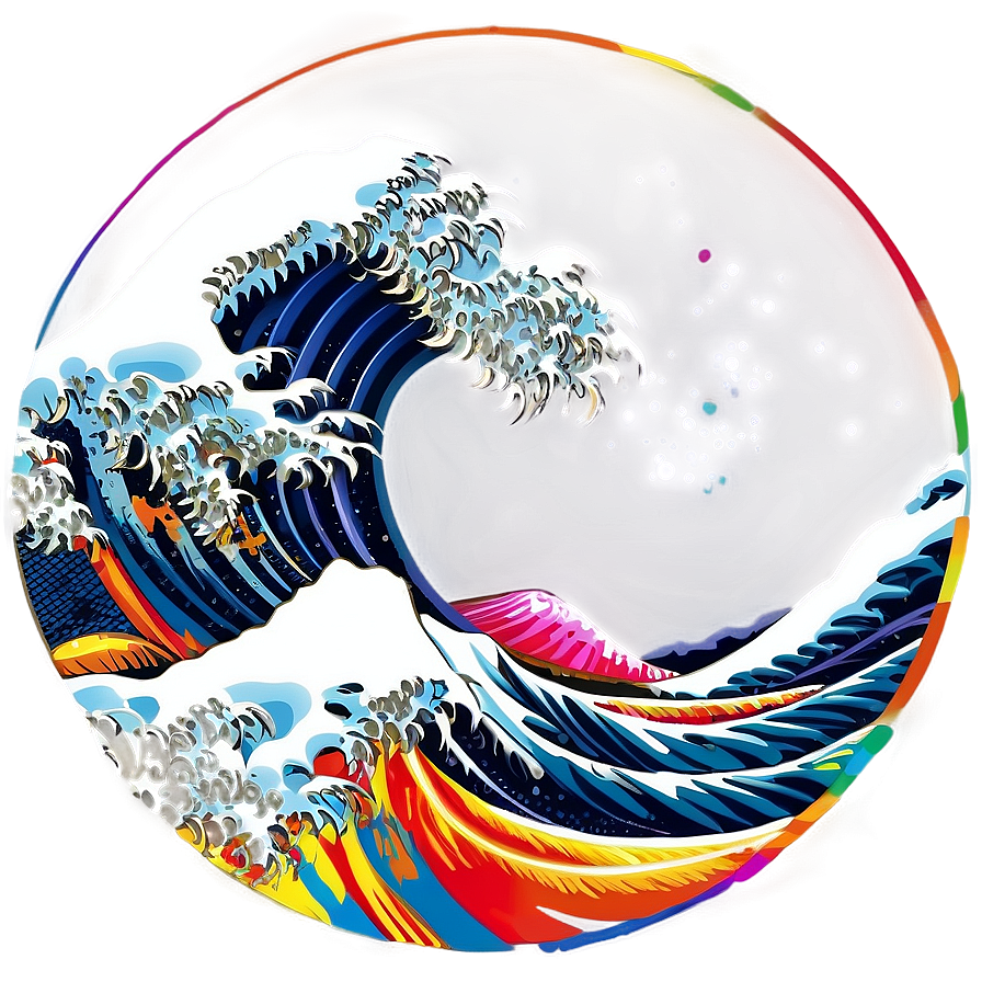 Colorful Japanese Wave Art Png Vnm