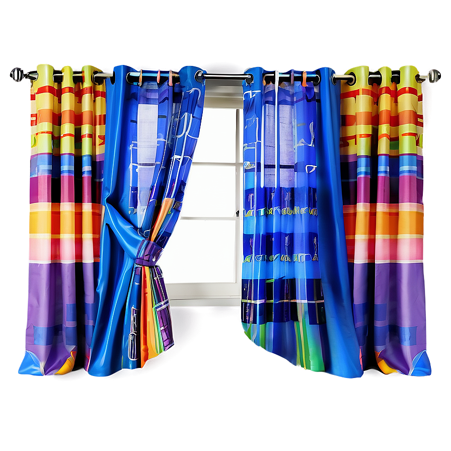 Colorful Kids Room Curtain PNG 05252024 PNG image with a transparent background, free high-resolution download