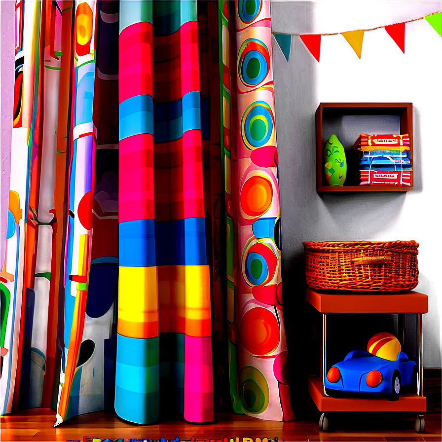 Colorful Kids Room Curtain PNG 05252024 PNG image with a transparent background, free high-resolution download