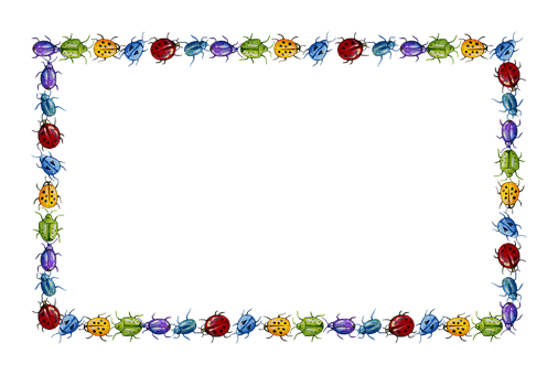 Colorful Ladybug Border Frame PNG with transparent background