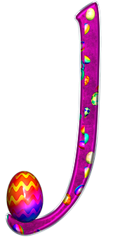 Colorful Letter Jwith Easter Eggs PNG with transparent background