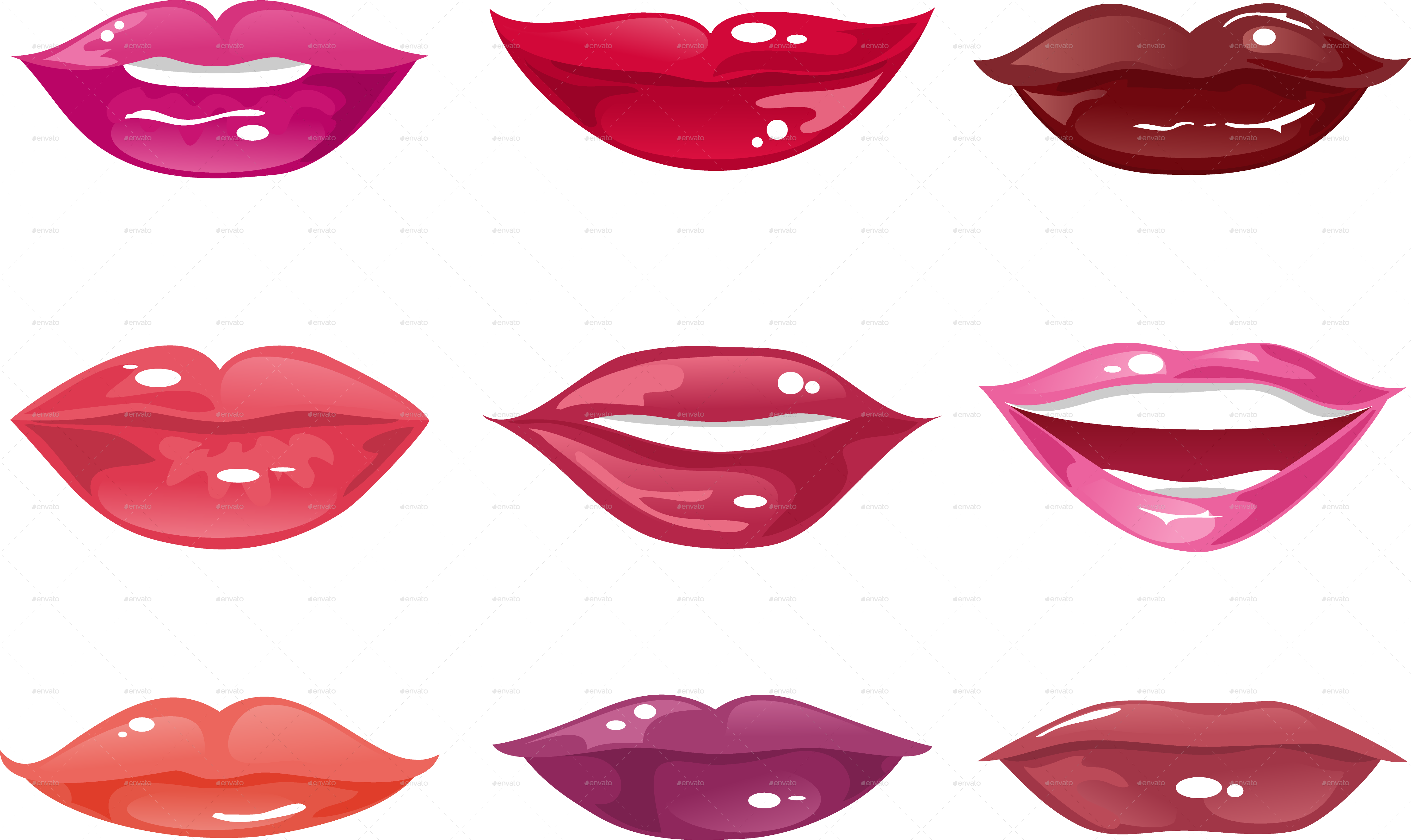 Colorful Lips Pattern Background PNG with transparent background