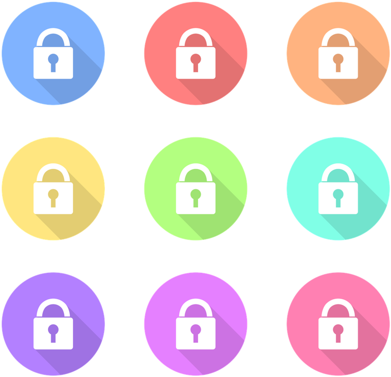 Colorful Lock Icons Set