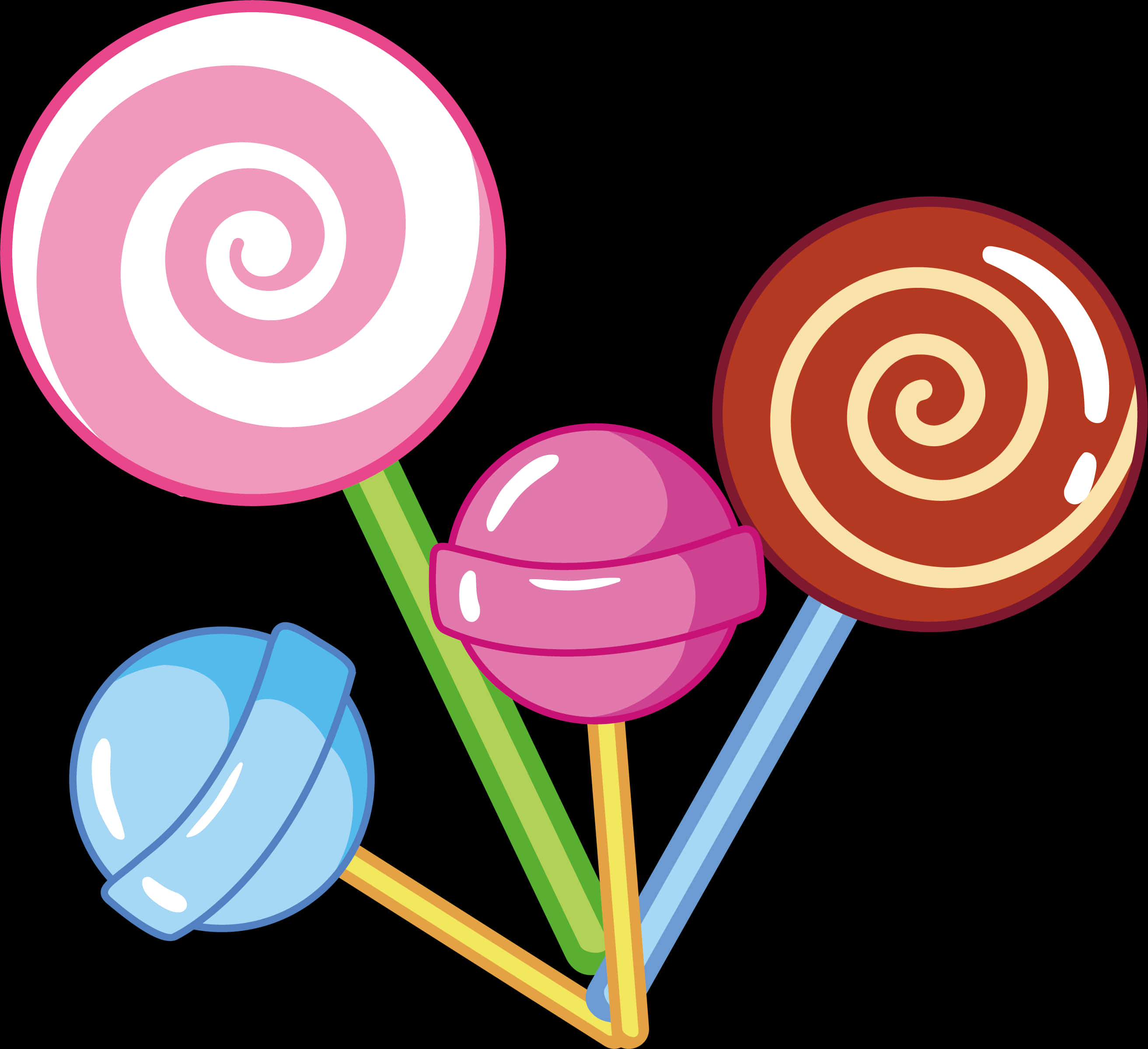 Colorful Lollipops Vector Illustration PNG with transparent background