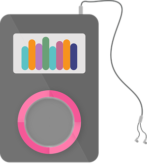 Colorful M P3 Player Graphic PNG with transparent background