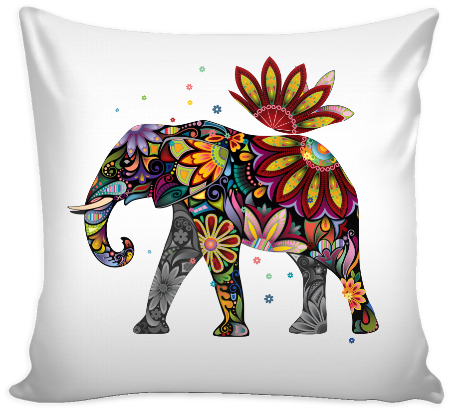 Colorful Mandala Elephant Cushion Design