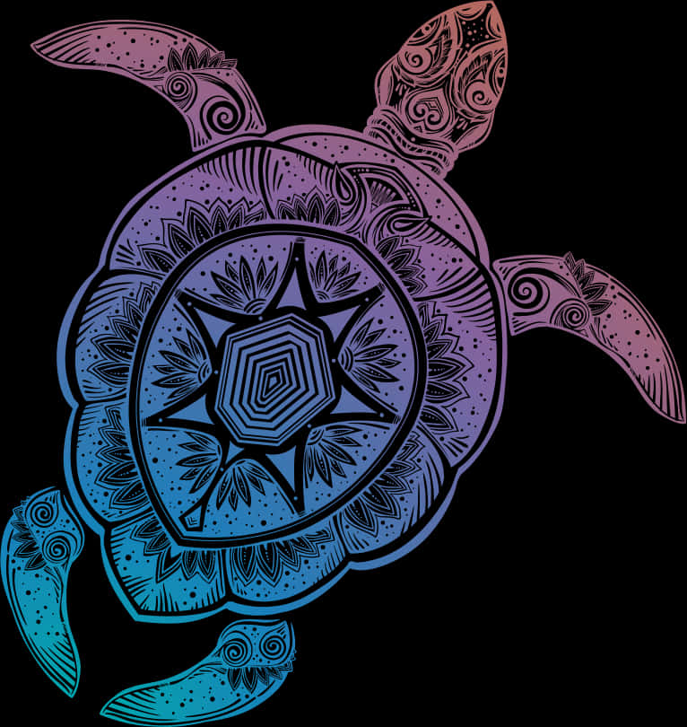 Colorful Mandala Turtle Artwork