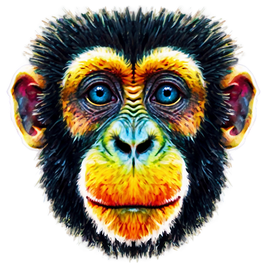 Colorful Monkey Face Artwork Png Rxm