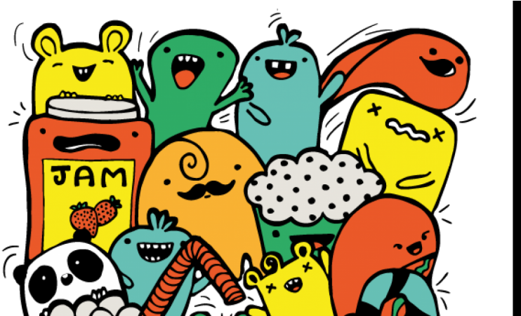 Colorful Monster Doodle Gathering