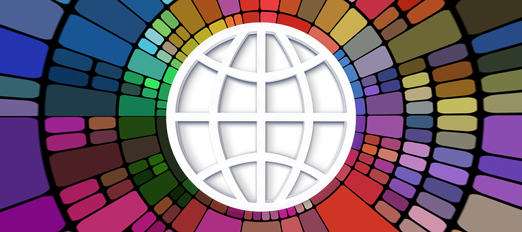 Colorful Mosaic Globe Background PNG with transparent background