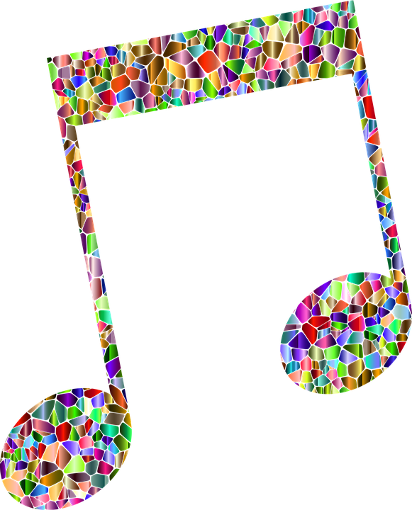 Colorful Mosaic Music Note PNG with transparent background