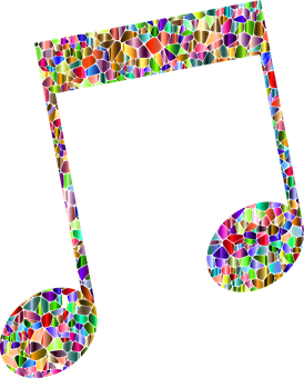 Colorful Mosaic Music Note PNG with transparent background