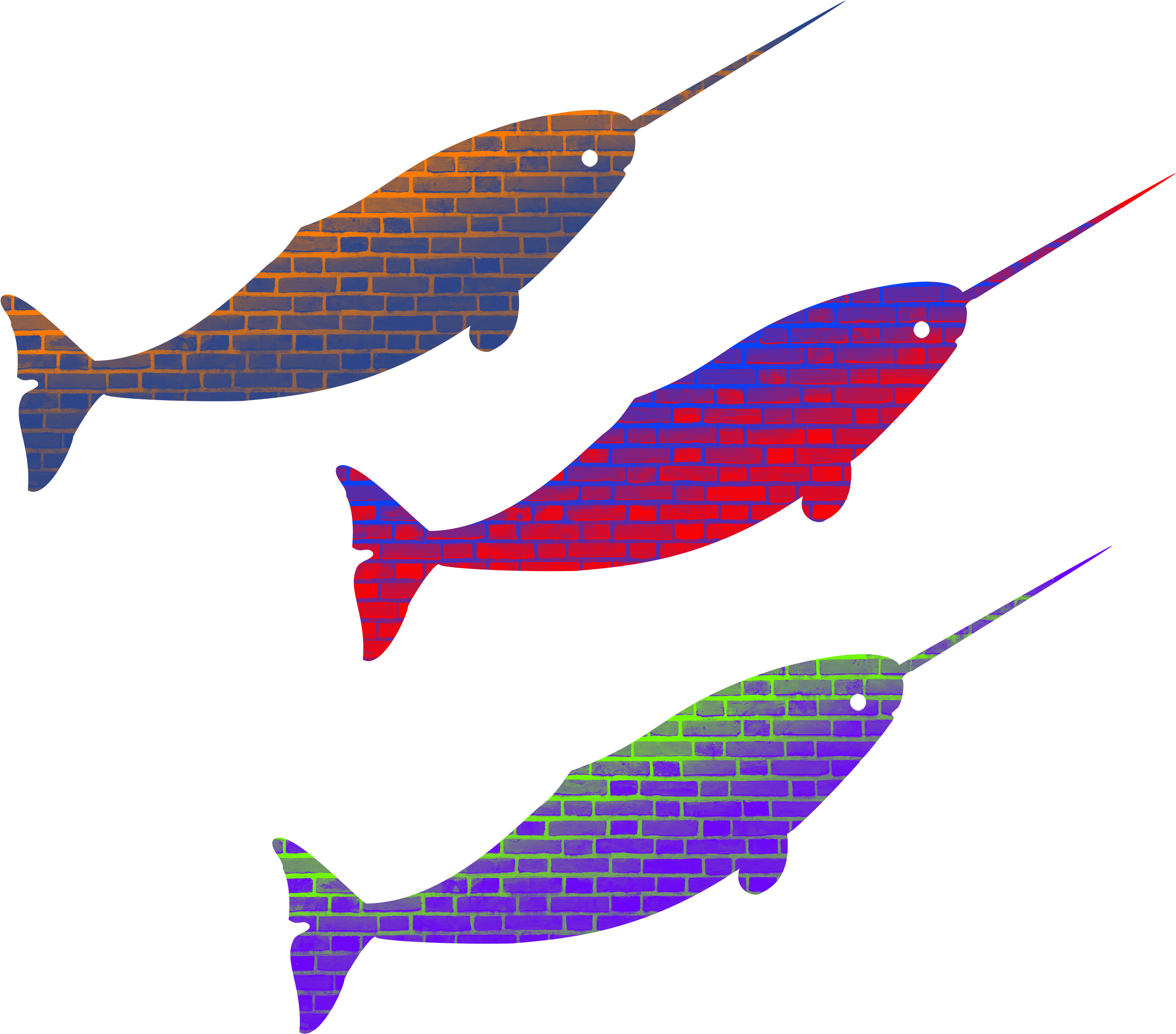 Colorful Mosaic Swordfish Trio