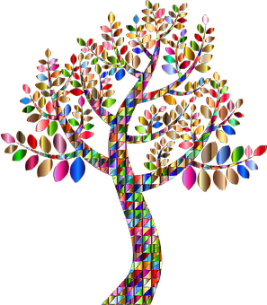 Colorful Mosaic Tree Art PNG with transparent background