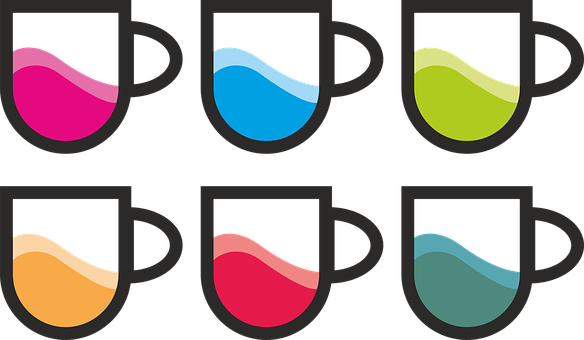 Colorful Mugs Graphic Design PNG image with a transparent background, free high-resolution download
