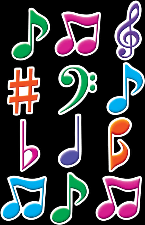 Colorful Music Notesand Symbols