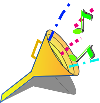 Colorful_ Musical_ Horn_and_ Notes