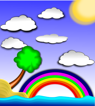 Colorful Nighttime Rainbow PNG with transparent background