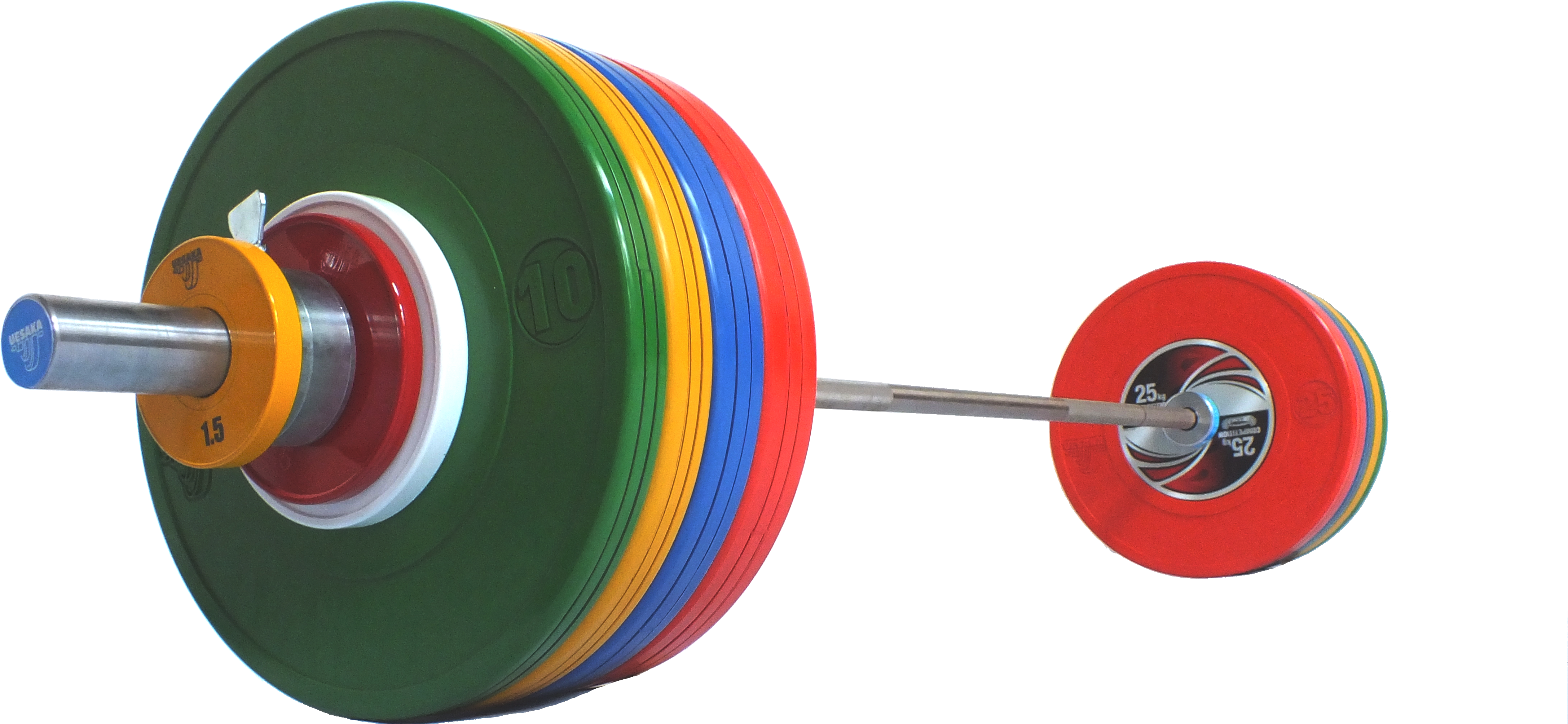 Colorful Olympic Weightlifting Barbell PNG with transparent background