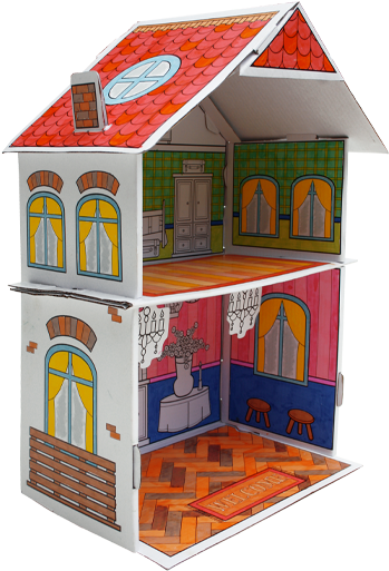 Colorful Open Dollhouse Interior