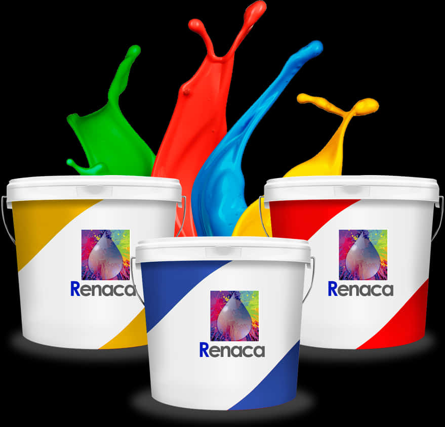 Colorful Paint Splash Buckets Renaca PNG with transparent background