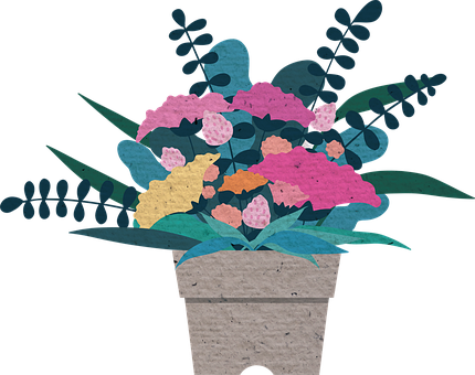 Colorful Paper Cut Flowersin Pot