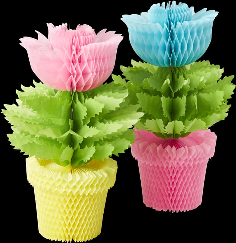 Colorful Paper Flower Pot Decorations