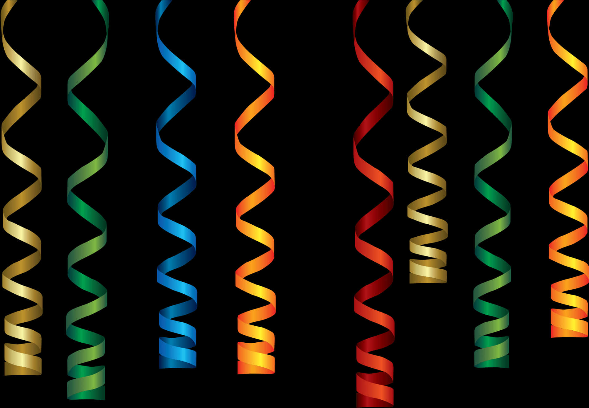 Colorful Party Streamers PNG with transparent background