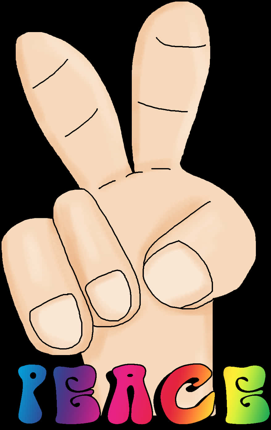 Colorful Peace Sign Hand Gesture PNG image with a transparent background, free high-resolution download