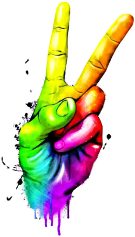 Colorful Peace Sign Hand Gesture