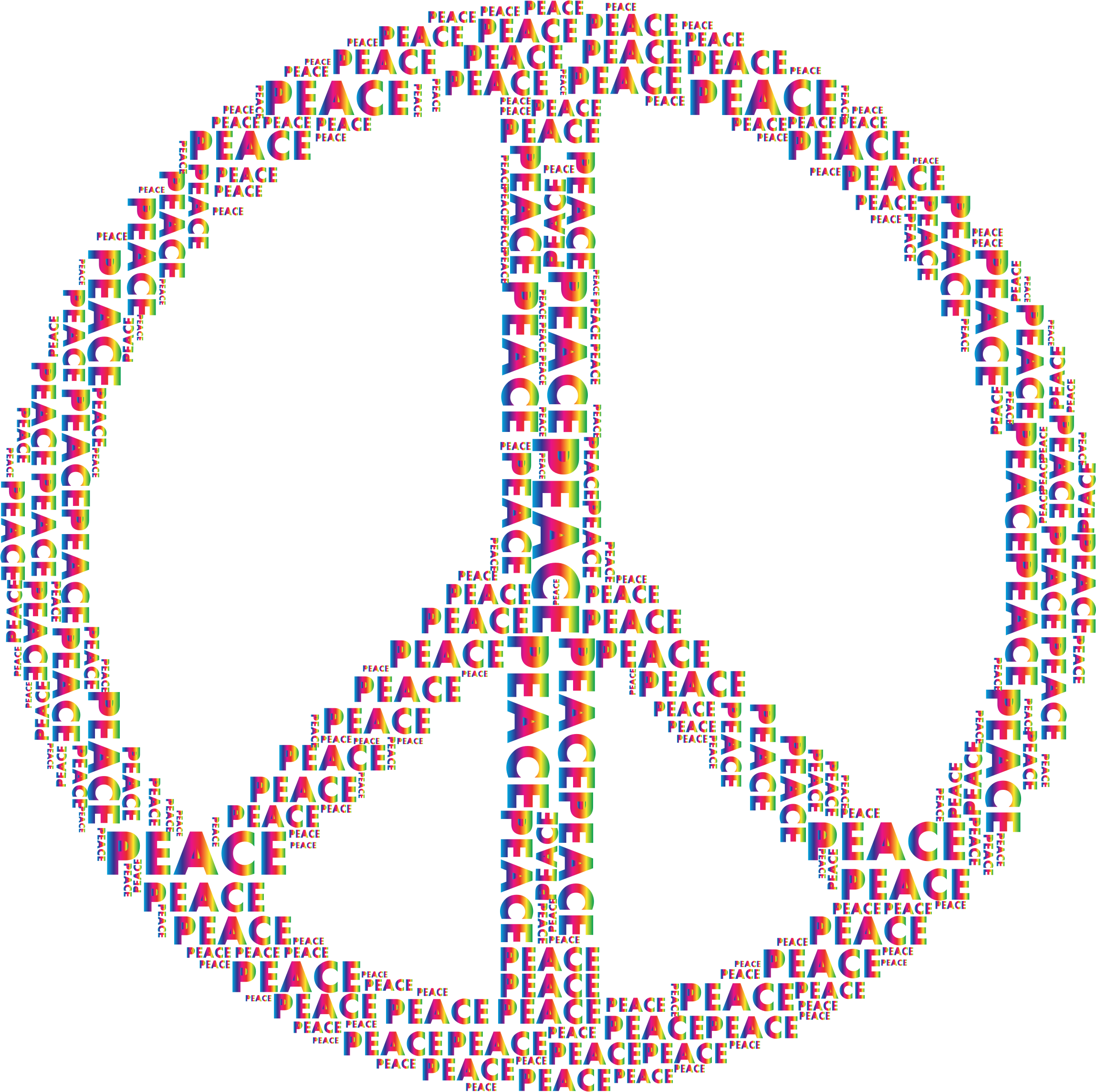 Spectrum Peace Sign Word Cloud No Background Clip Arts - Circle, HD Png Download PNG with transparent background
