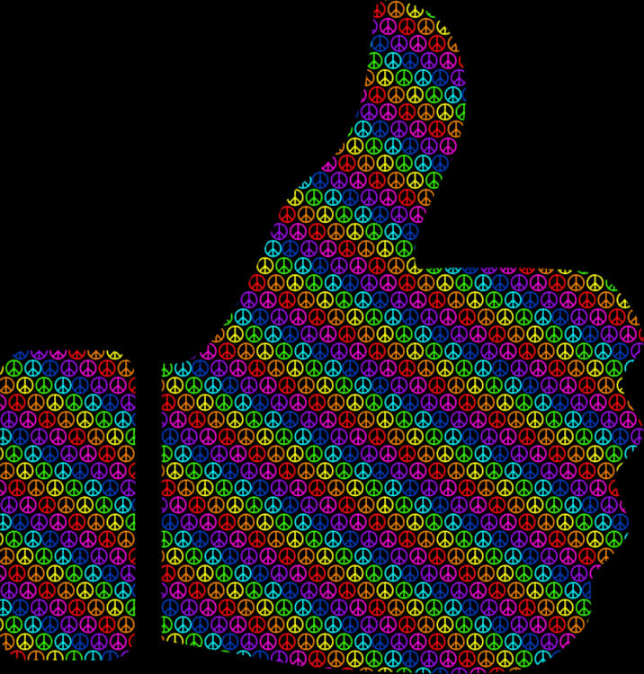 Colorful Peace Sign Thumbs Up PNG with transparent background