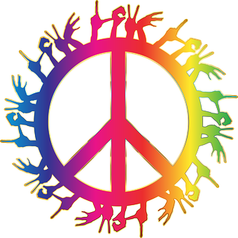 Colorful Peace Signwith Love Hands PNG with transparent background
