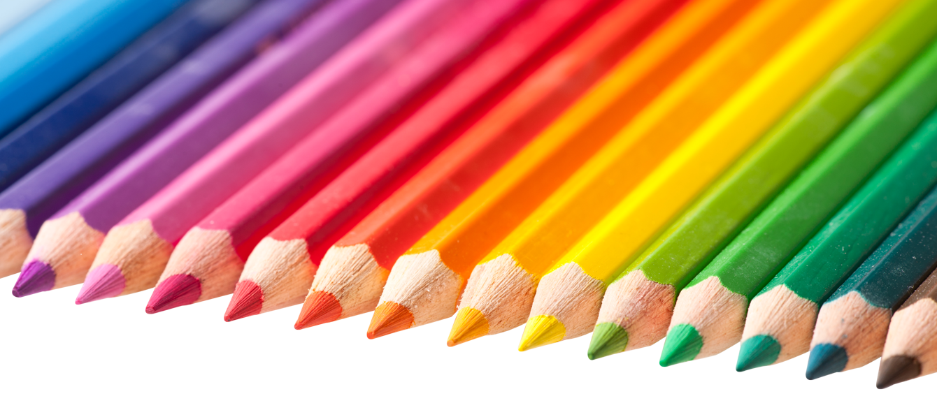 Colorful Pencil Tips Array PNG with transparent background