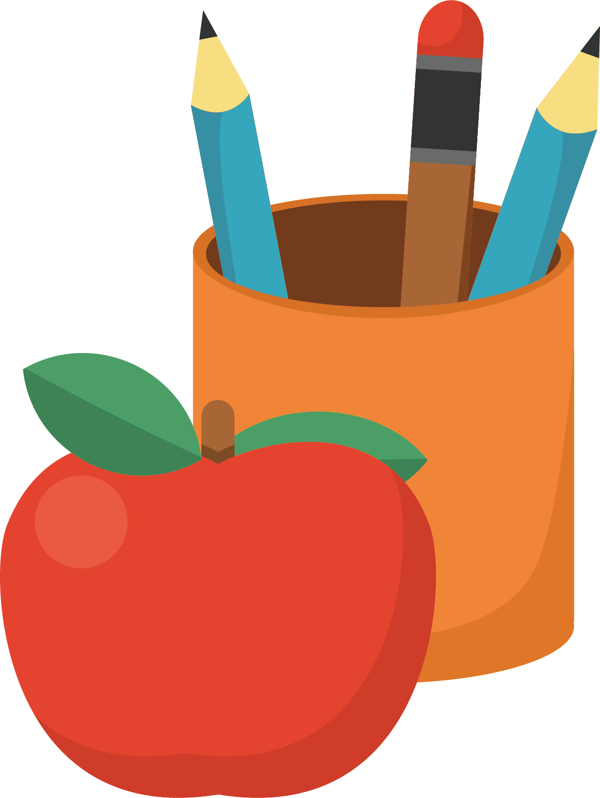 Colorful Pencilsand Apple Clipart