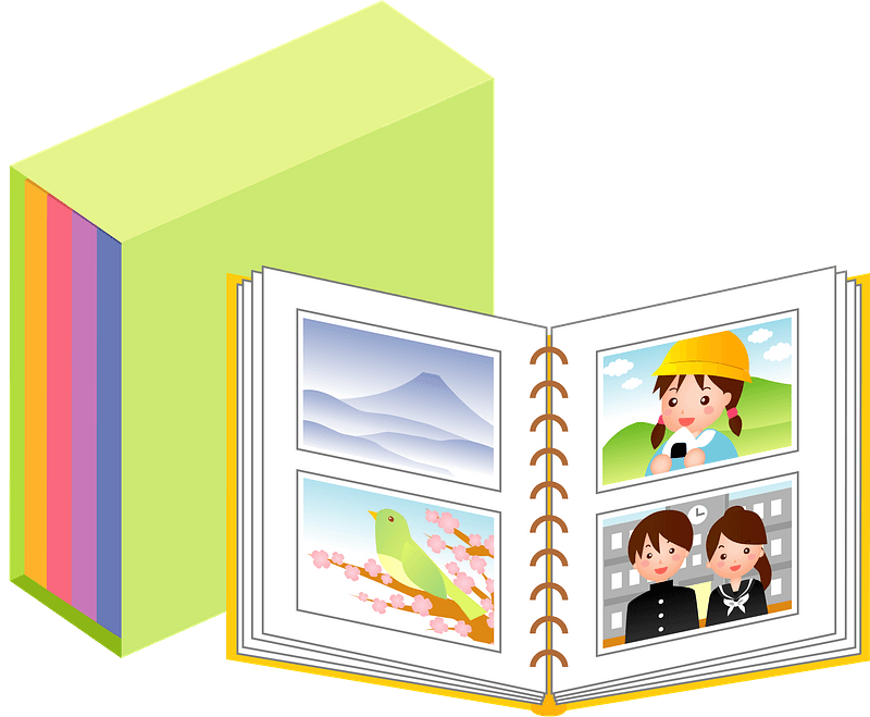 Colorful Photo Albumand Box PNG with transparent background