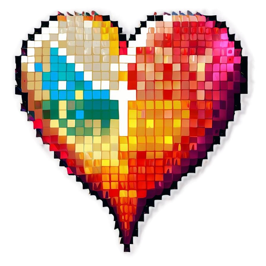 Colorful Pixel Heart Png 05252024