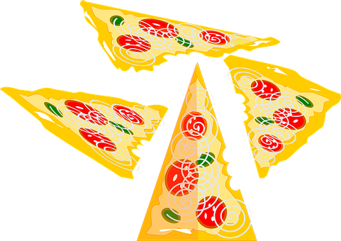 Colorful Pizza Slices Vector Illustration PNG with transparent background