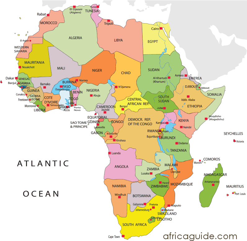 Colorful Political Mapof Africa