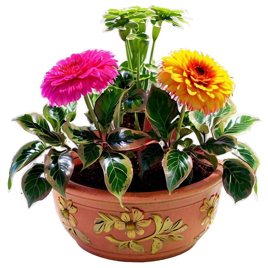 Colorful Potted Flowers PNG 06122024 PNG image with a transparent background, free high-resolution download