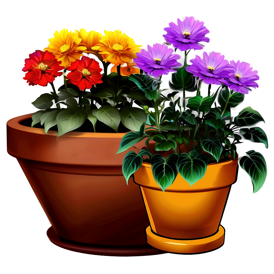 Colorful Potted Flowers PNG 66 PNG image with a transparent background, free high-resolution download