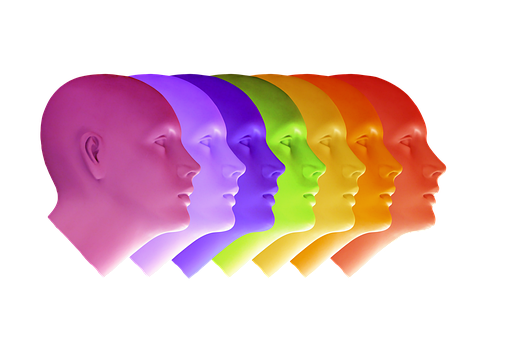 Colorful Profile Headsin Row PNG with transparent background