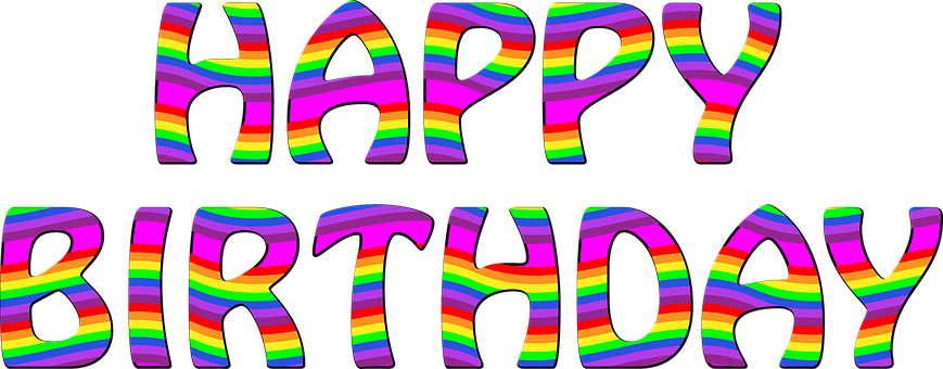 Colorful Rainbow Happy Birthday Text PNG with transparent background