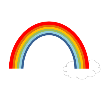 Colorful Rainbowand Cloud Graphic PNG with transparent background