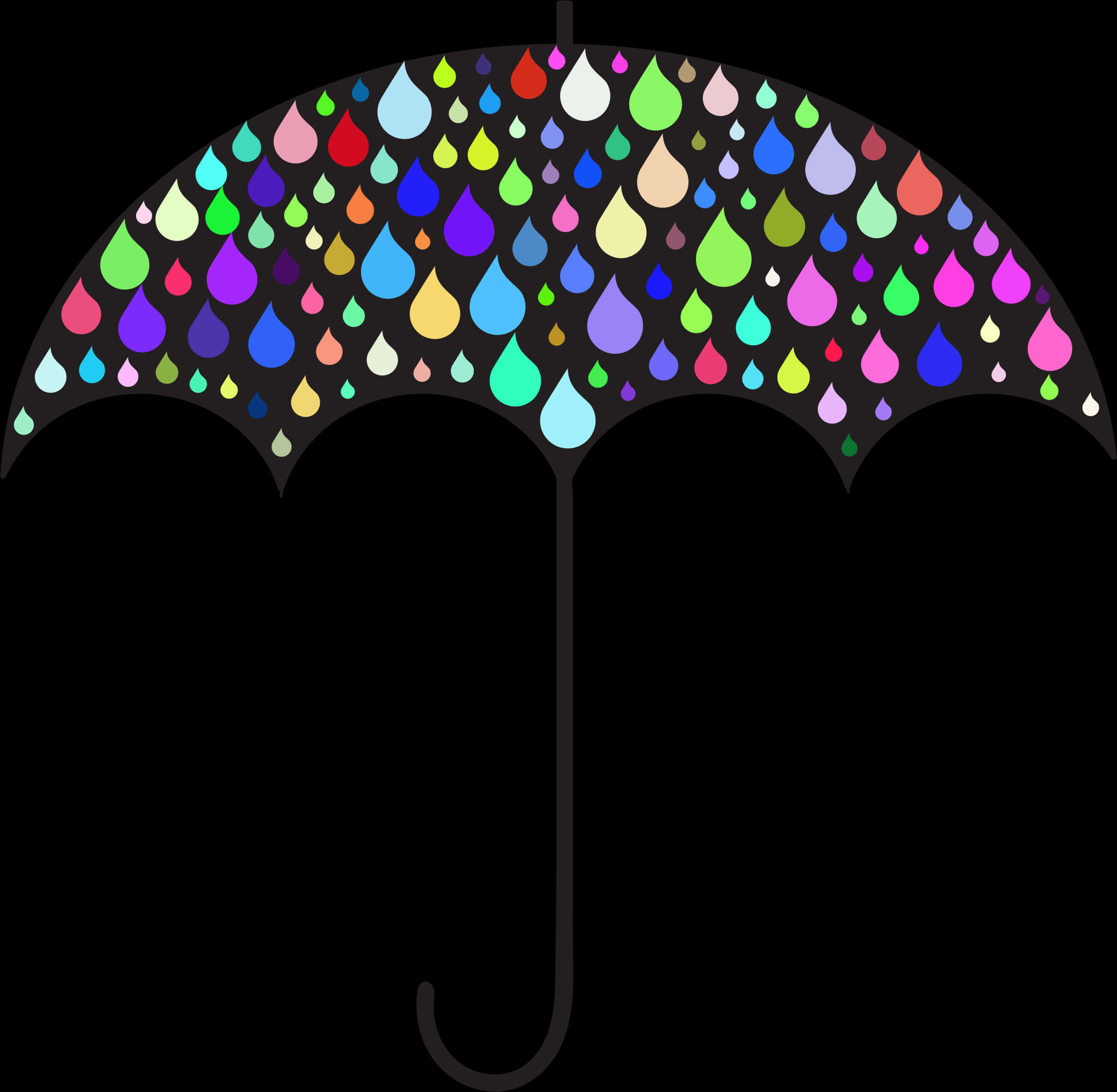 Colorful Raindrop Umbrella PNG with transparent background
