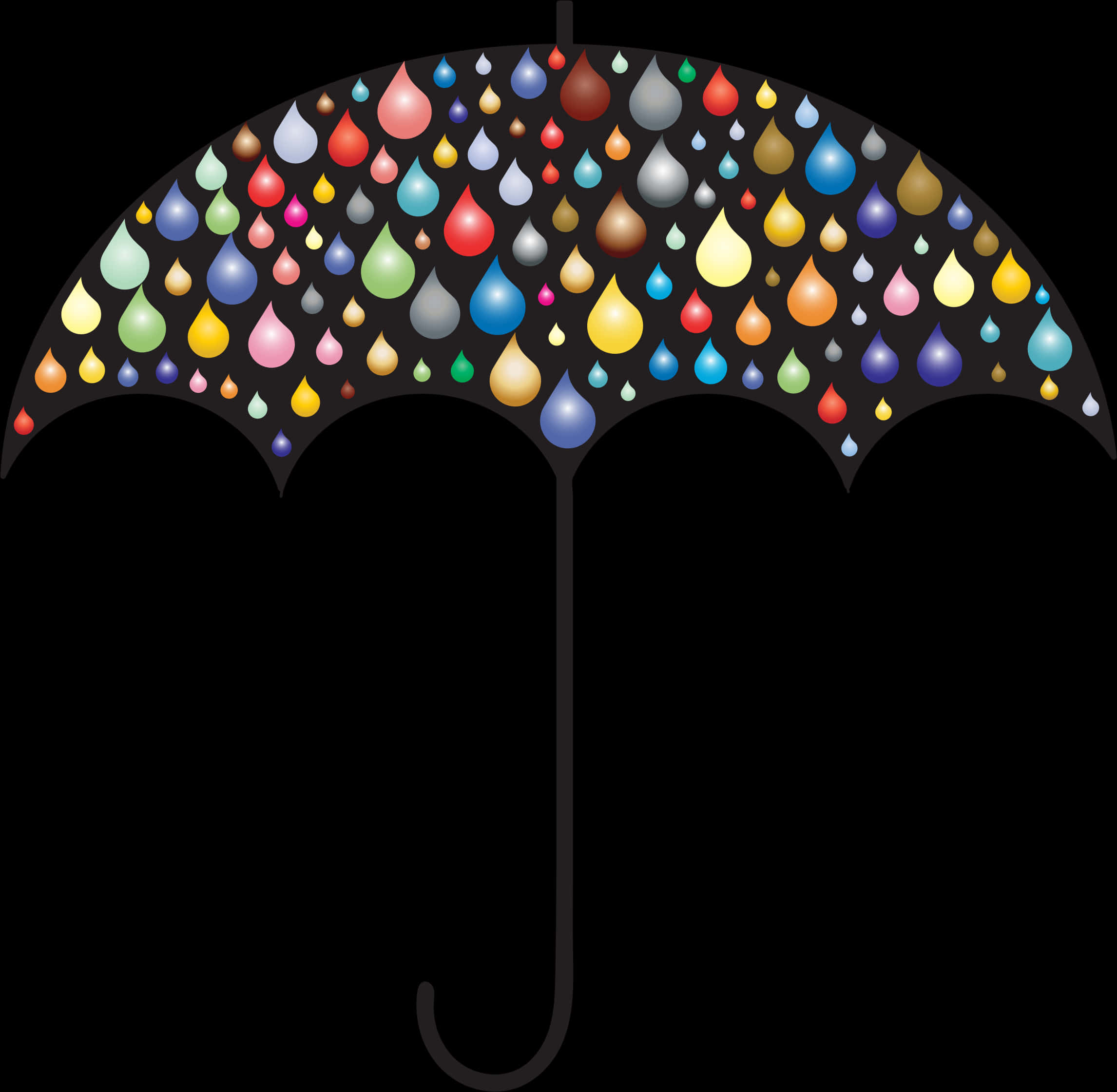 Colorful Raindrops Umbrella PNG with transparent background