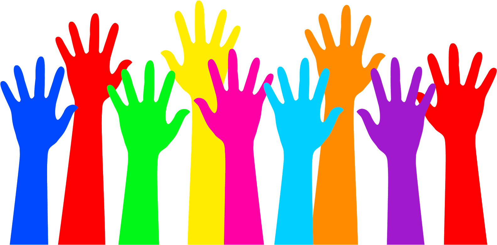 Colorful Raised Hands Clipart